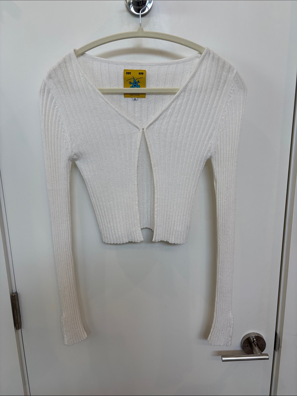 UNIF White Ribbed V-Neck Cardigan